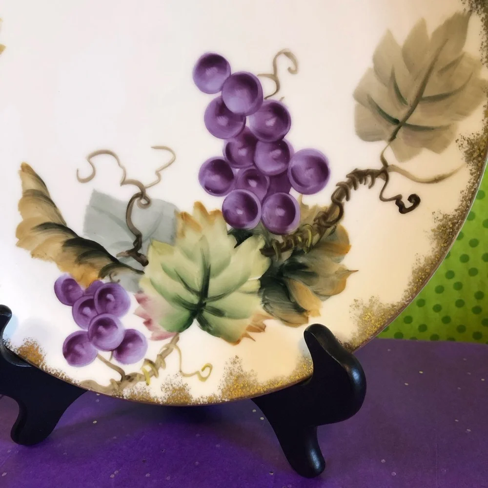Lefton China Hand Painted Grapes Pattern Plate Vintage